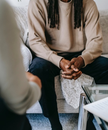 A man speaking with a therapist.